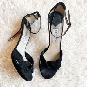 Jimmy Choo Suede Knot Front Sandals Pumps Heels